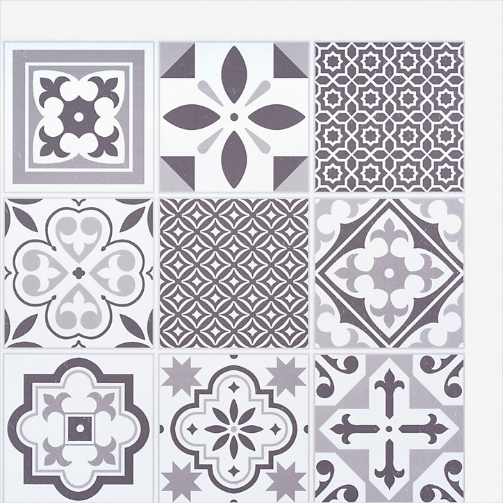 Lot de 6 dalles adhésive murales Wall Tiles DC FIX Carreaux de ciment style oriental L. 30,5 x l.30,5cm