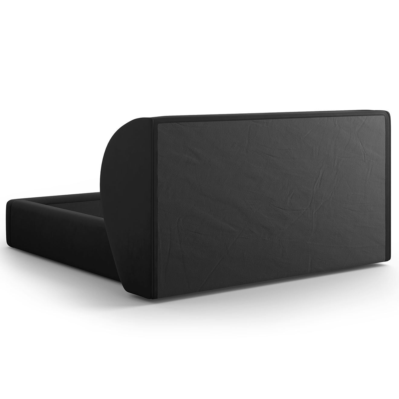 Micadoni Lit Coffre en Velours avec Tête de Lit Miley noir - 230x247x100 cm