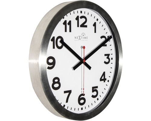 Wandklok stationsradio wit/aluminium Ø 35 cm