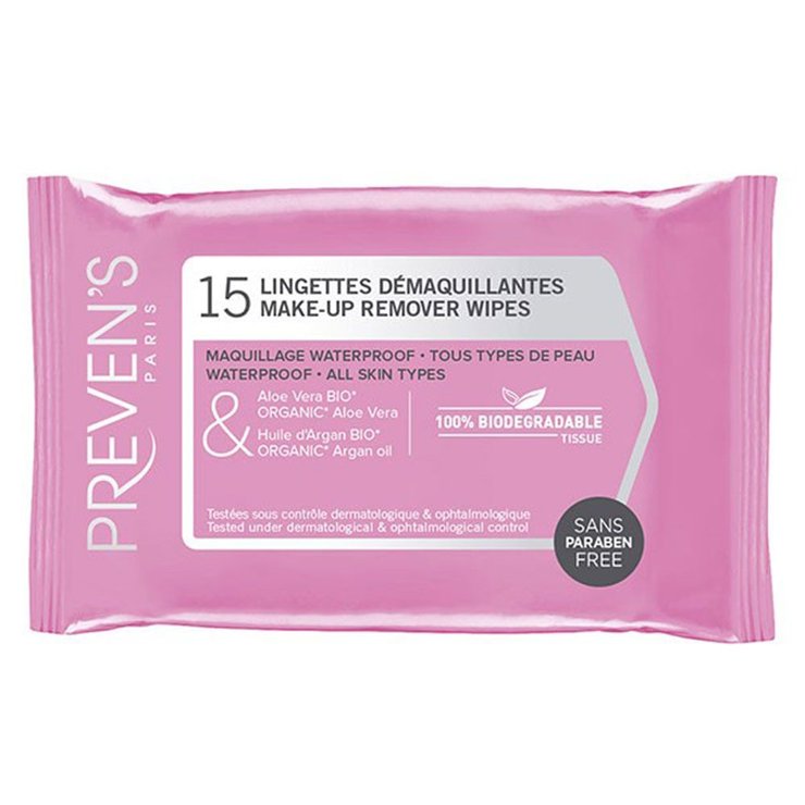 Lingettes démaquillantes x15 Tous types de peaux Preven's