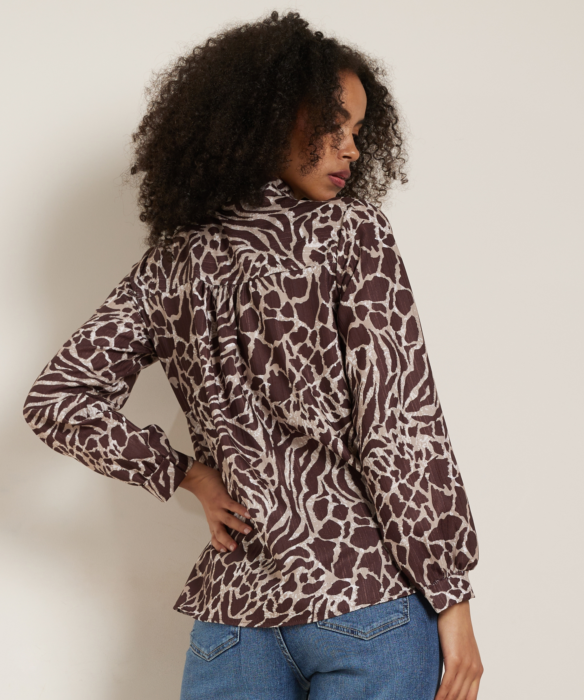 animalprint top met strik