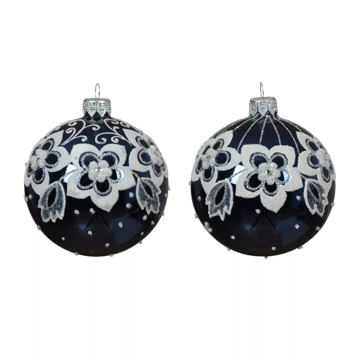 Lot de 6 boules de Noël en verre (D80 mm) Vallandry Bleu nuit