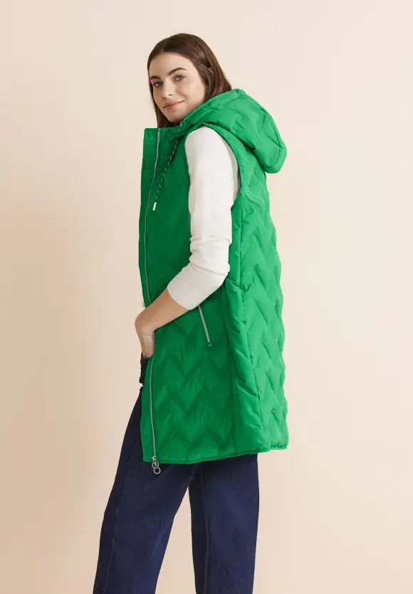 Longweste mit Kapuze - arty green