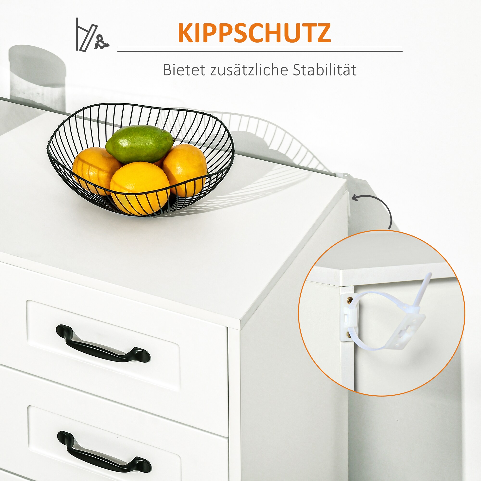 HOMCOM Aufbewahrungsschrank mit 4 Schubladen weiß 105L x 40B x 76H cm