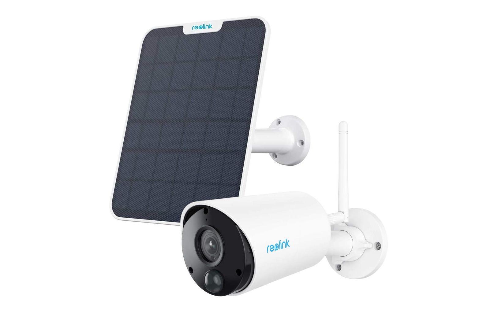 Netzwerkkamera Argus B320 Super-HD + Solar3MP Super-HD, IP65 Wetterfeste WLAN Kamera mit Scheinwerferlicht, 2-Wege-Audio, Bewegungserkennung & Farbnachtsicht inkl. Solarpanel mit Halterungen & Montagematerial – Weiss