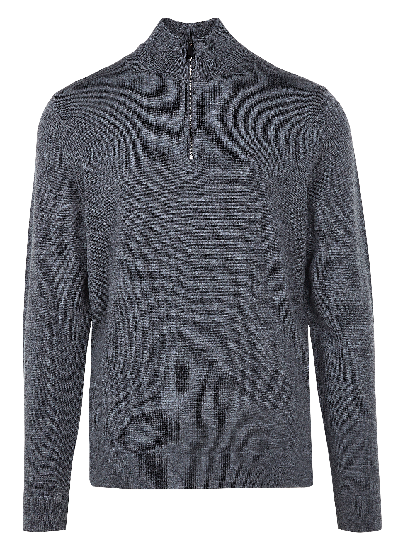 Pull col montant regular-fit brodé en laine | Gris