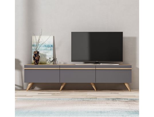 CONCEPT1 - Meuble TV Amsterdam anthracite 180 x 35 x h42 cm