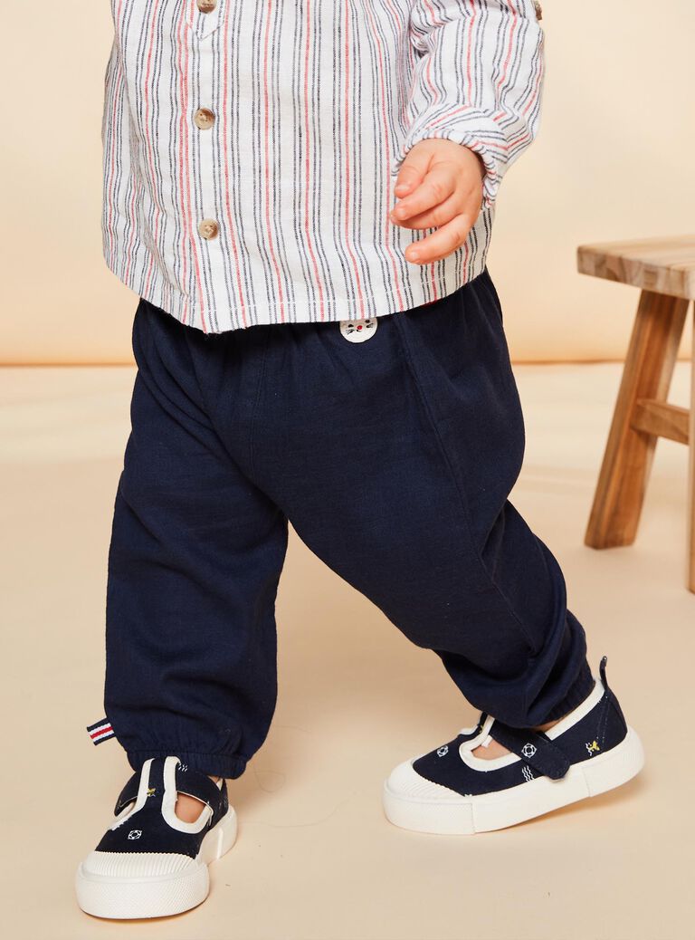 Pantalon en tubique bleu marine