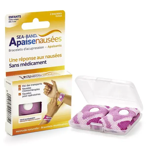 Pulseira anti-náusea infantil Sea-Band, rosa, 2 unidades