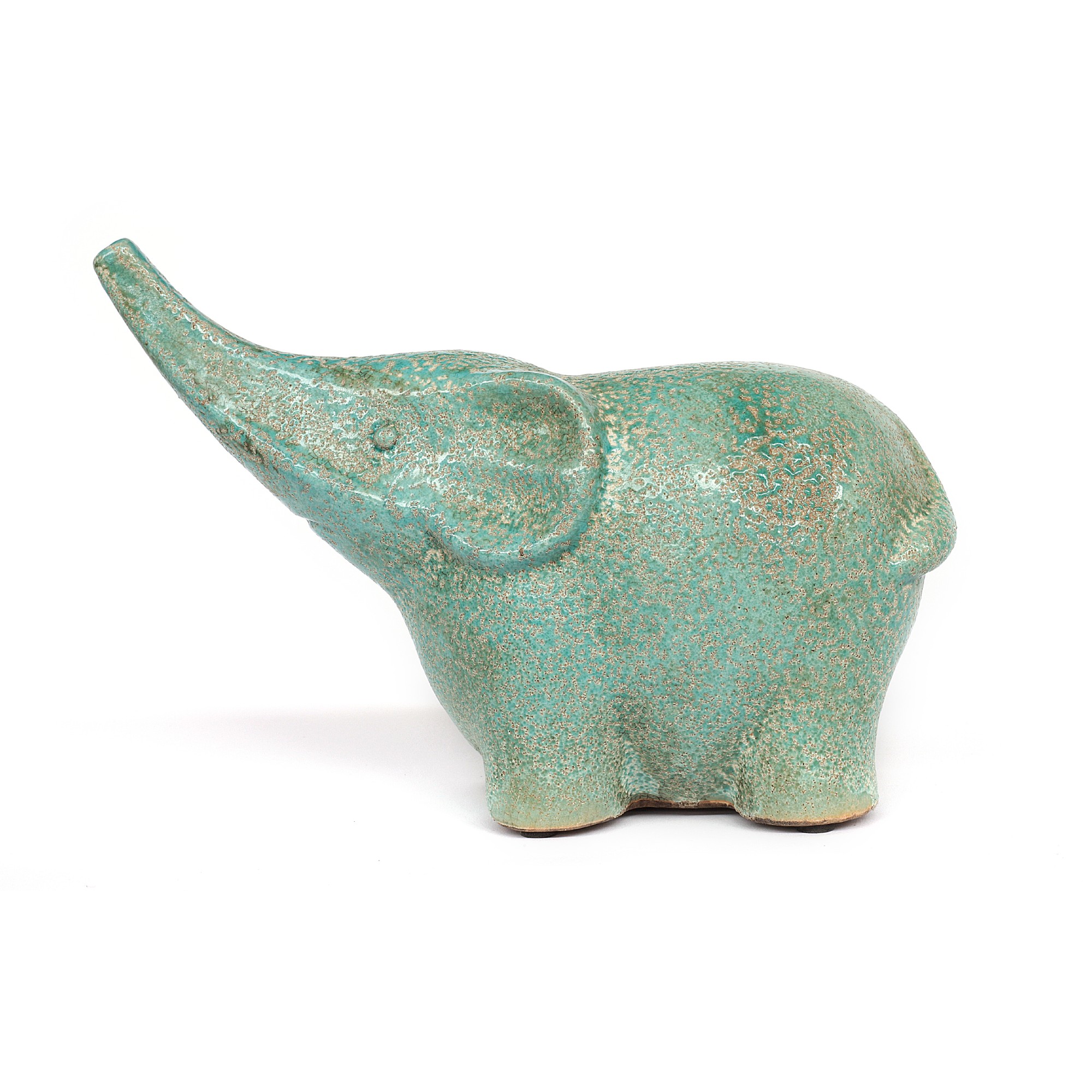 Keramikelefant, blau, T 26 cm, B 11,5 cm, H 17,5 cm von fischer's lagerhaus