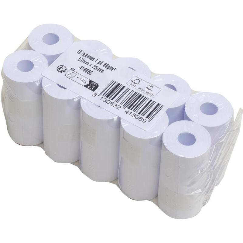 Bobines Calculatrices Exacompta 41806E - l 57 mm x L 6,5 m, Ø 25 mm - 1 pli(s) - paquet de 10