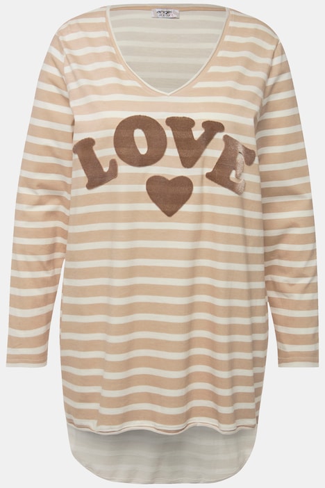 Longshirt, geringelt, LOVE Druck Langarm