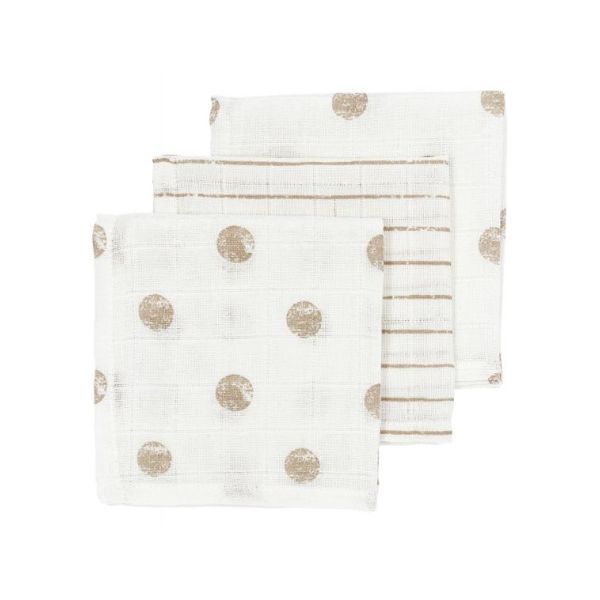 Meyco Monddoekjes - 3 Stuks - Dot Stripe - Sand