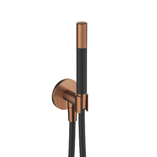 Hotbath Cobber Staaf Handdouche met douche aansluiting en opsteek Geborsteld Koper PVD M440