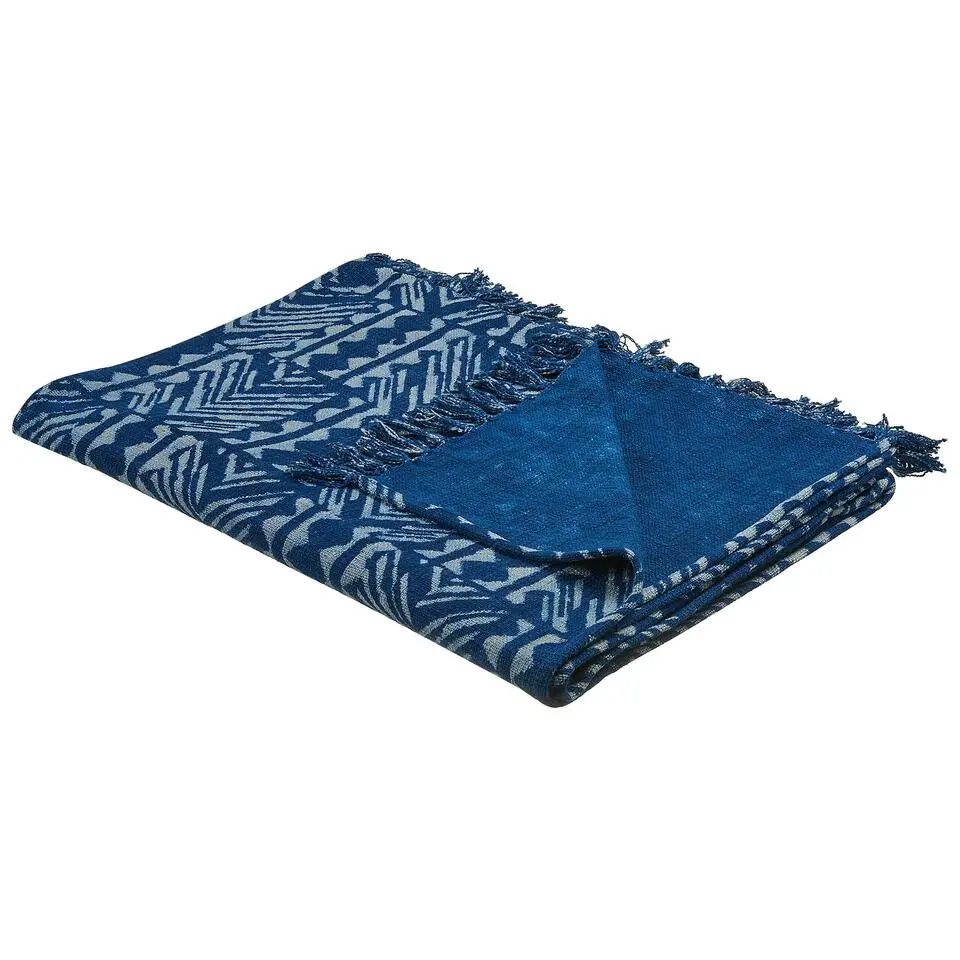SHIVPURI - Plaid - Blauw - 130 x 180 cm - Katoen