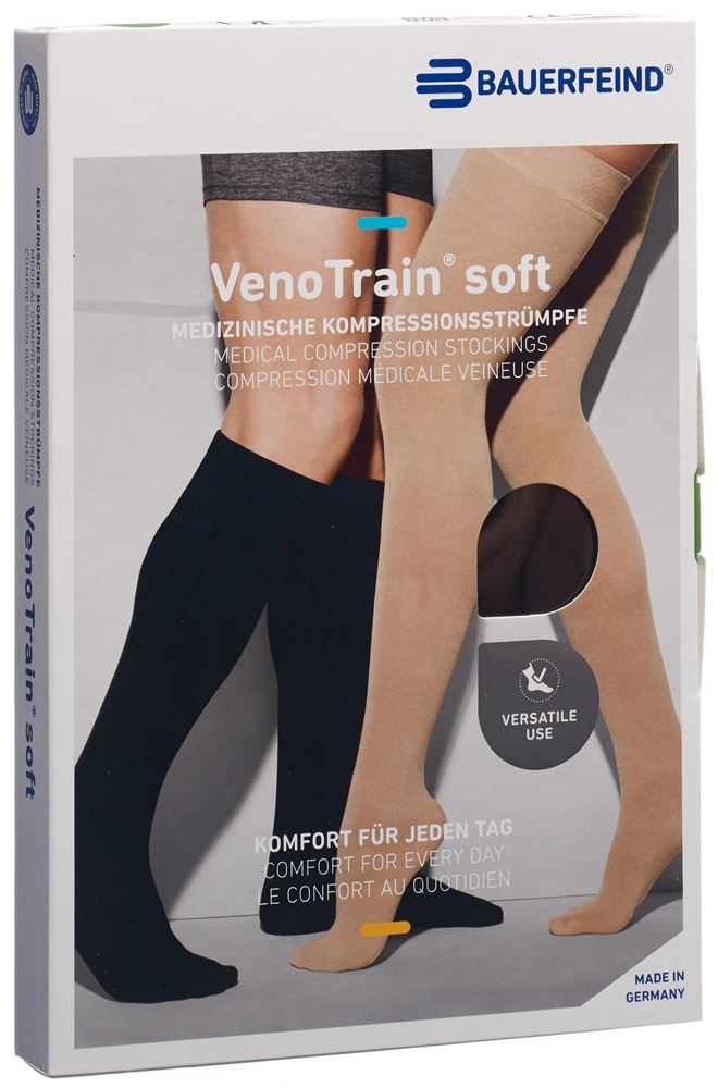 Bauerfeind VenoTrain Soft KKL2 AD<br>1 Paar, XL, plus/short geschlossene Fussspitze schwarz