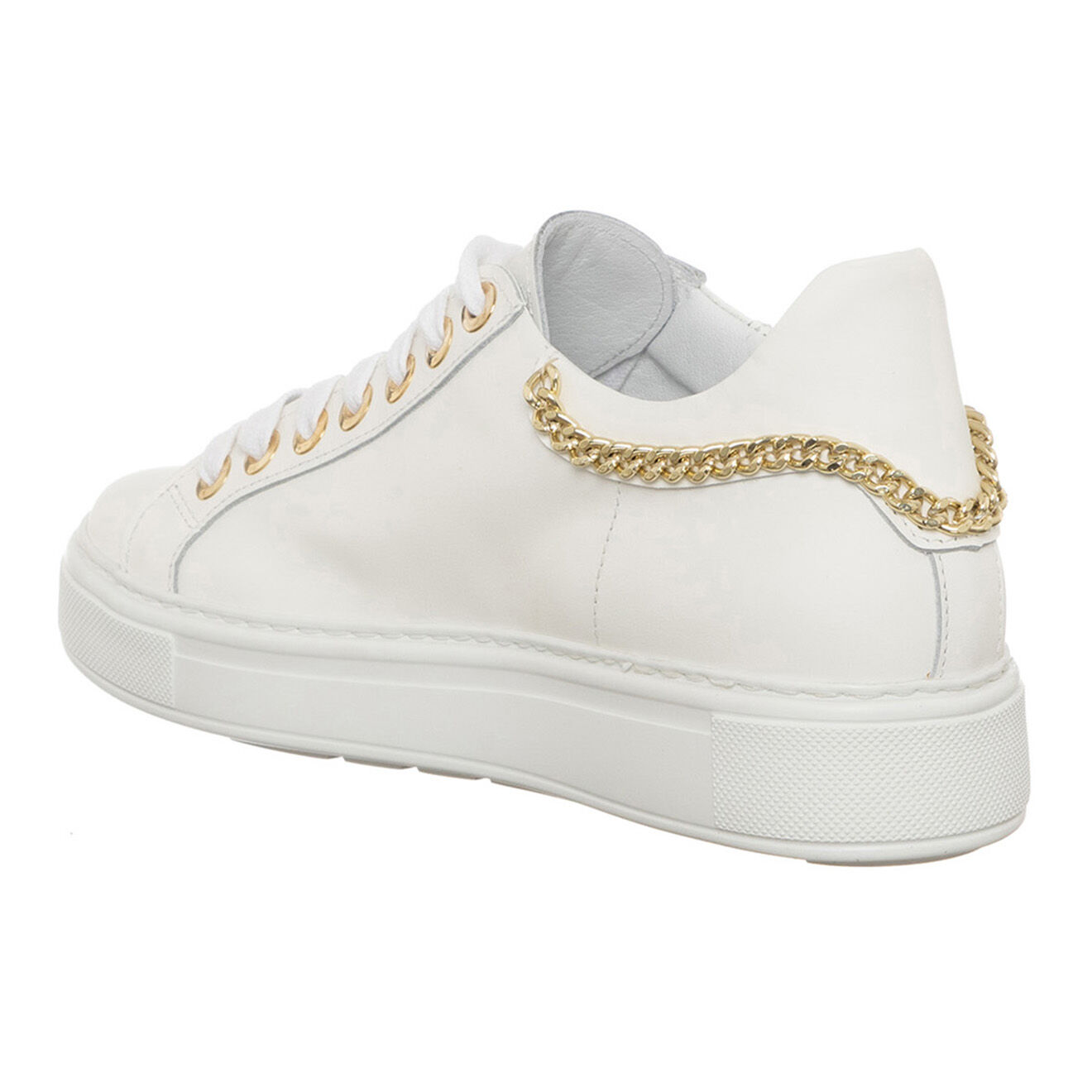 Loretta Pettinari Sneakers en Cuir Bia blanc/doré