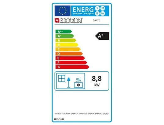 NORDICA EXTRAFLAME - Poêle à bois dante - 8,8 kw - rdt: 85,5% - b. 30 cm - acier...