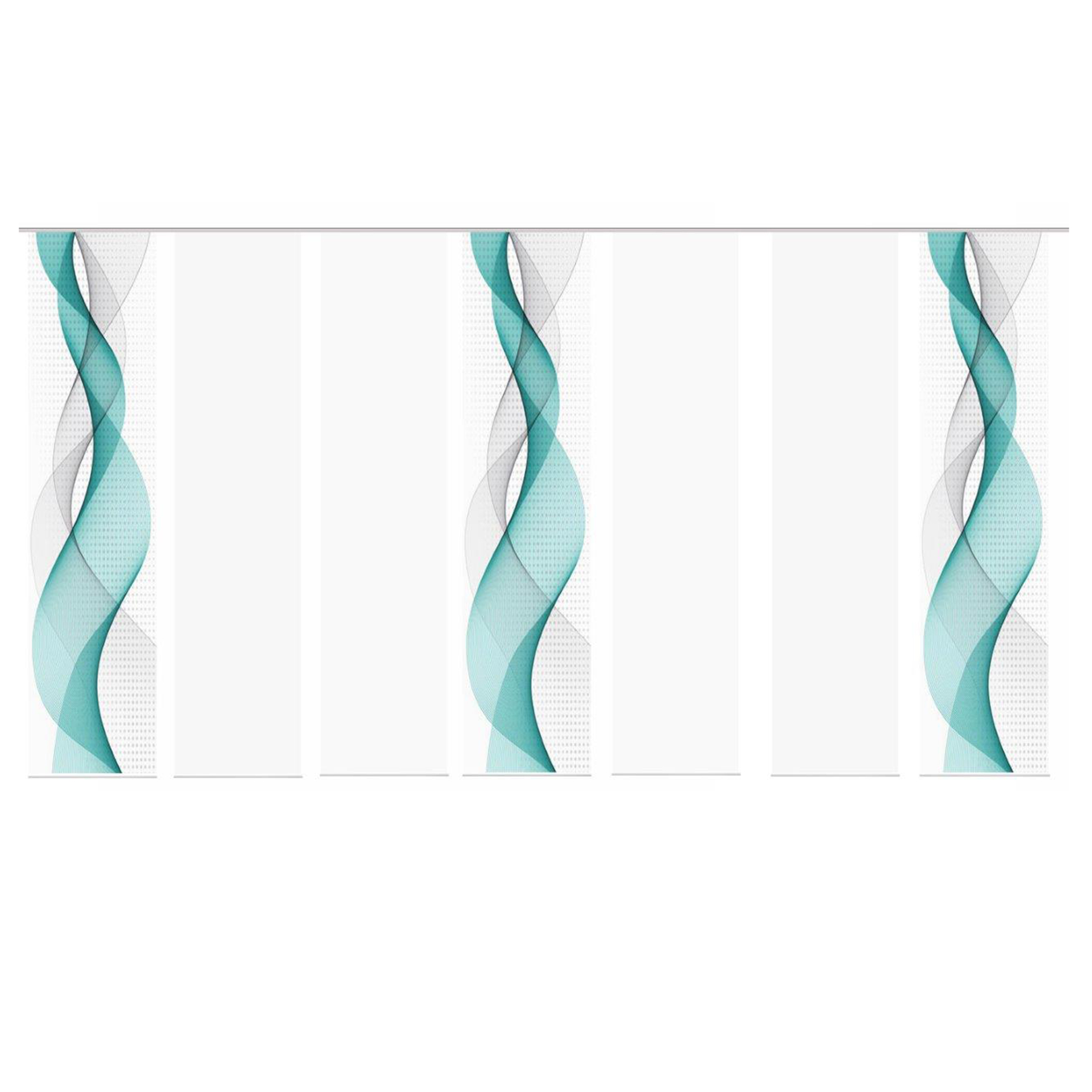 7-teiliges Schiebevorhang-Set OPALIA - türkis - je 60x245 cm
