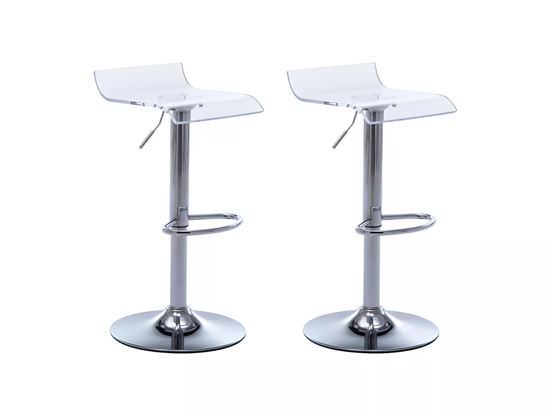 Lot de 2 tabourets de bar OLIVER - Acrylique - Transparent