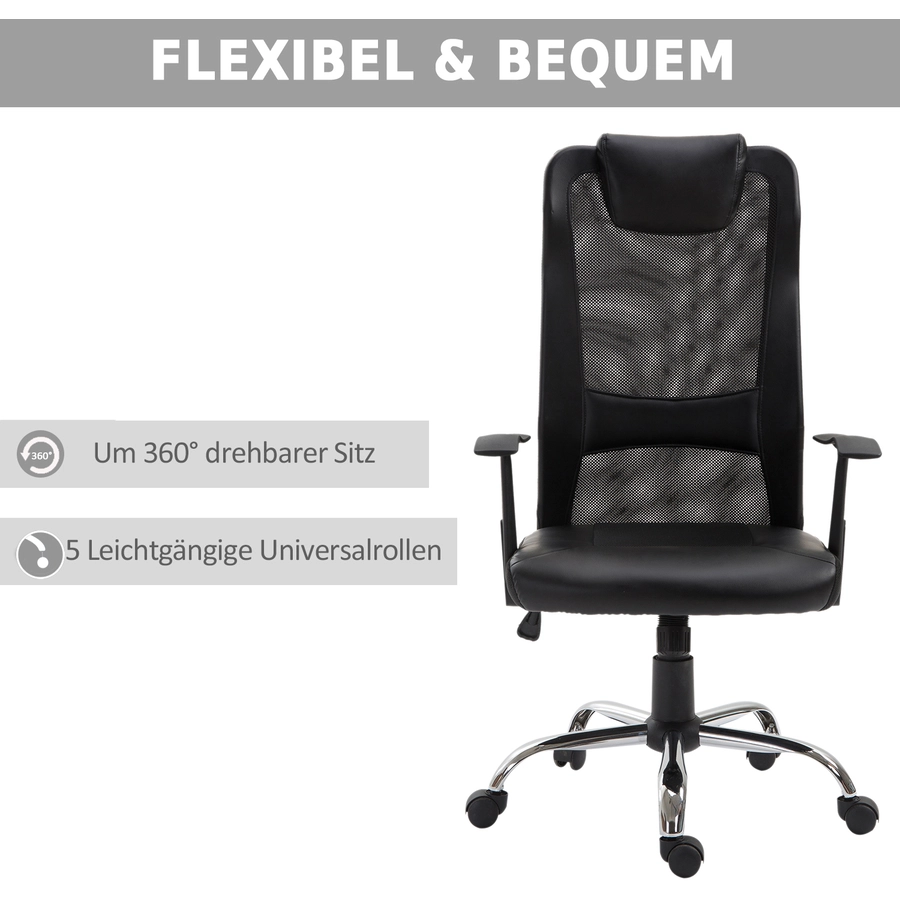 Vinsetto Bürostuhl ergonomisch schwarz