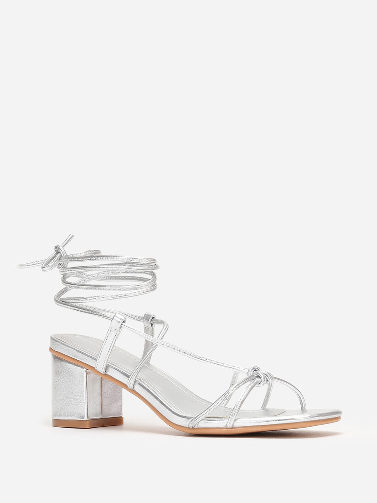 Sandales à brides entrelacées- Argenté
