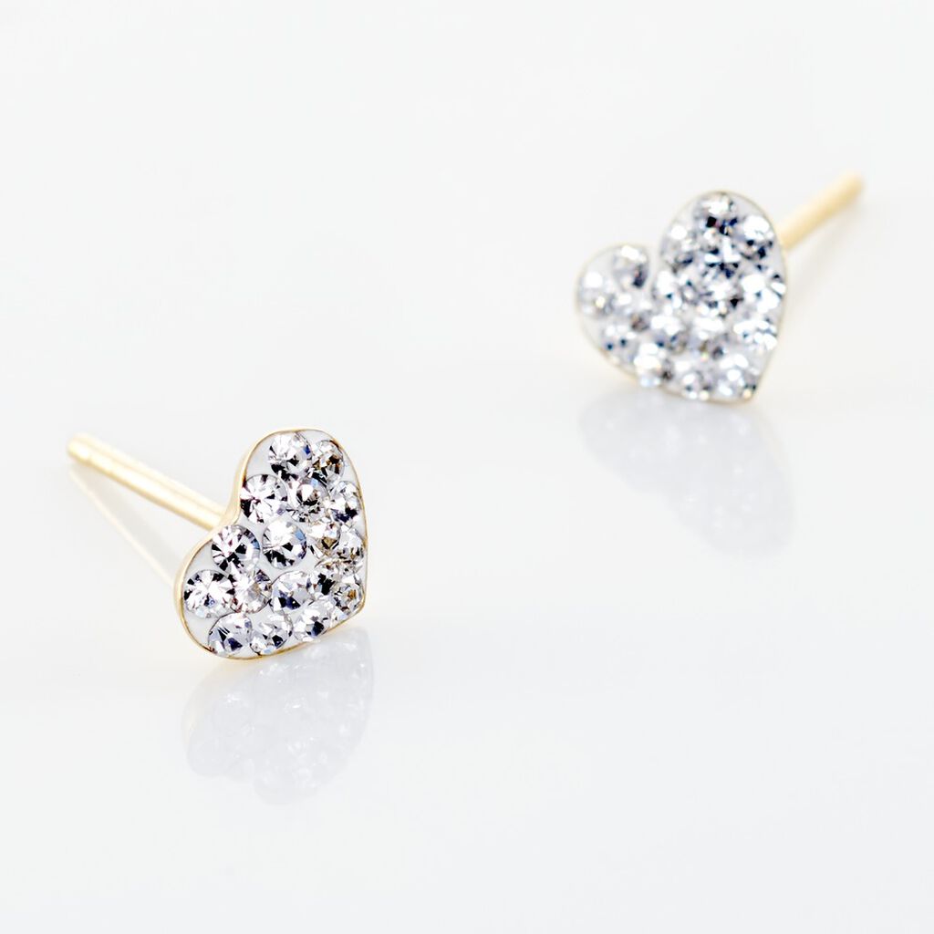 Boucles D'oreilles Puces Or Jaune Ianuaria Cristal