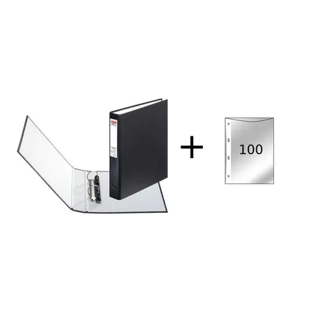 Herlitz Ringbuch DIN A5 mit 2-Ringen incl 100 Prospekthüllen, schwarz