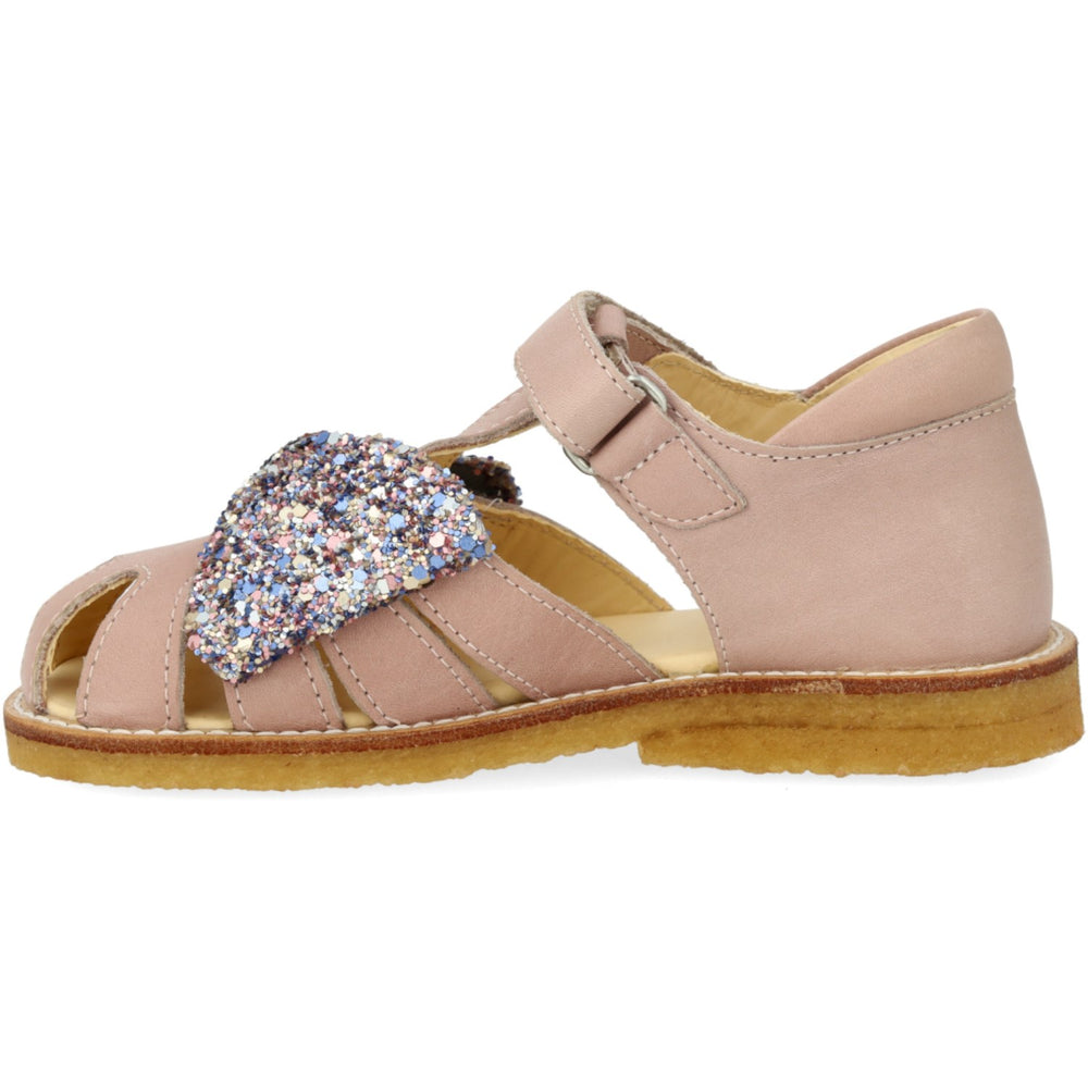 Køb Angulus Rosebud/Pastel Multi Glitter Sandal Med Glittersløjfe Og Velcrolukning