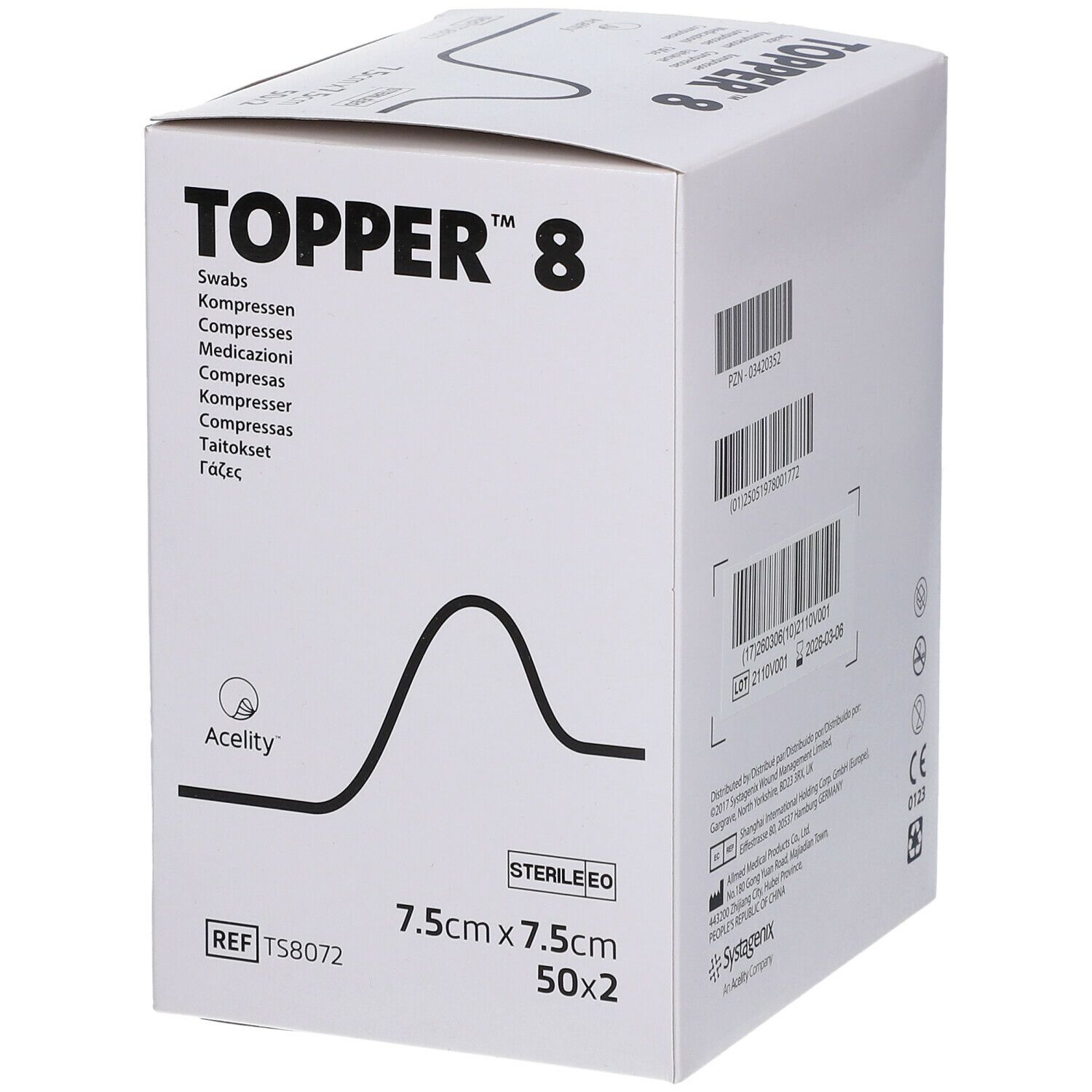 TOPPER® 8 Kompressen steril 7,5 x 7,5 cm