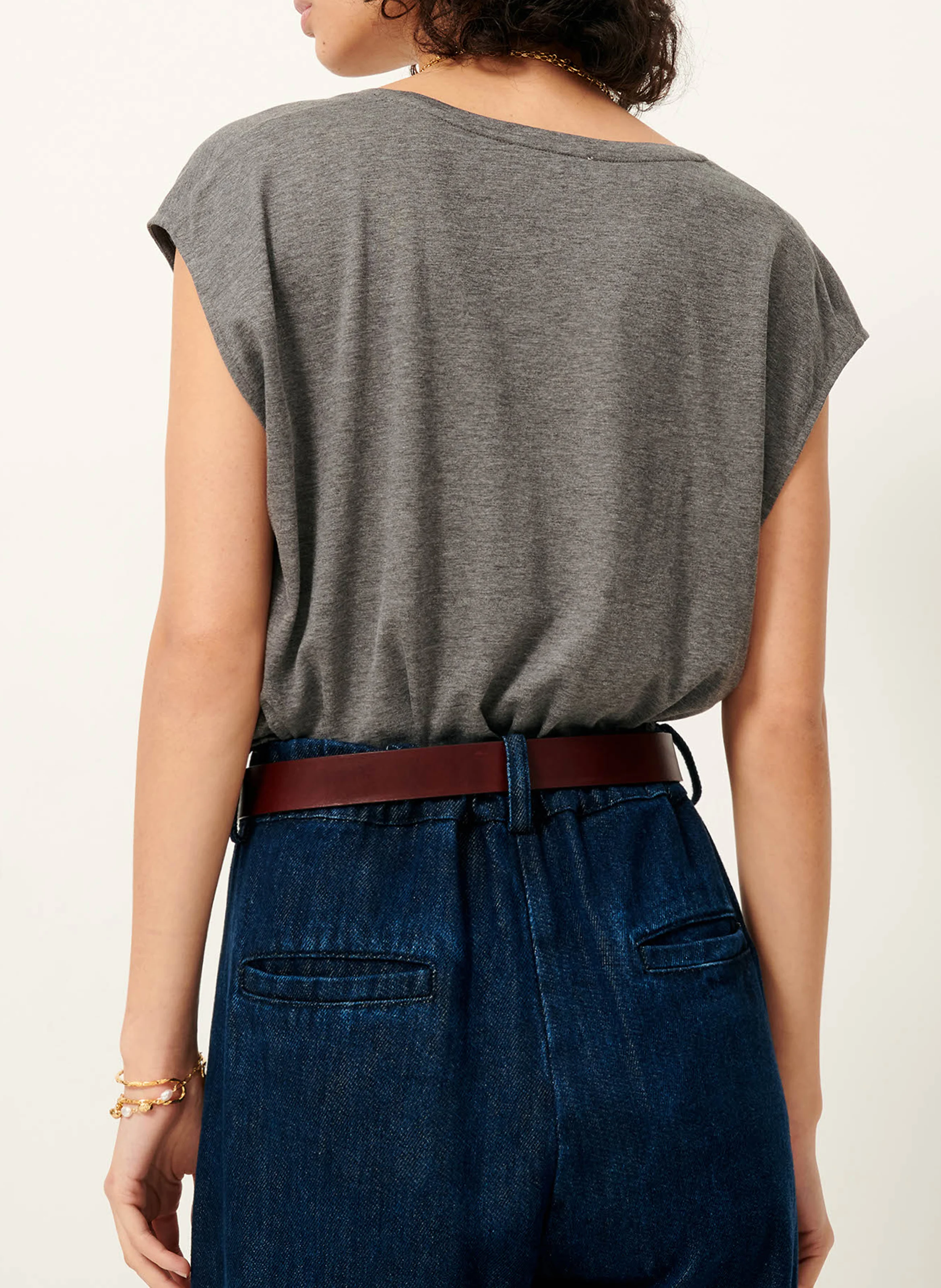 THE V - Tee-shirt col V ample | Gris