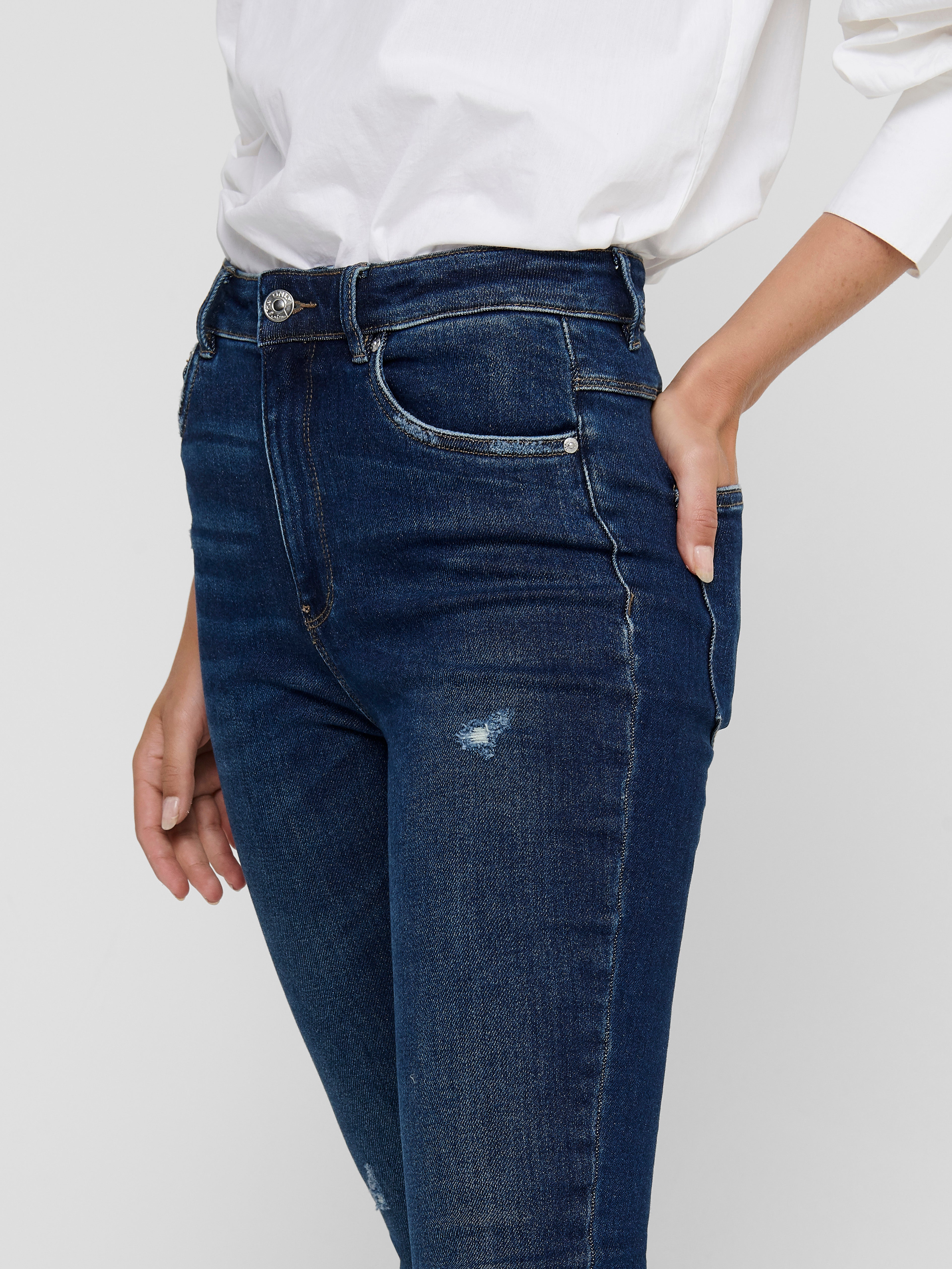 ONLMILA Hohe Taille Skinny Fit Jeans Dark Blue Denim