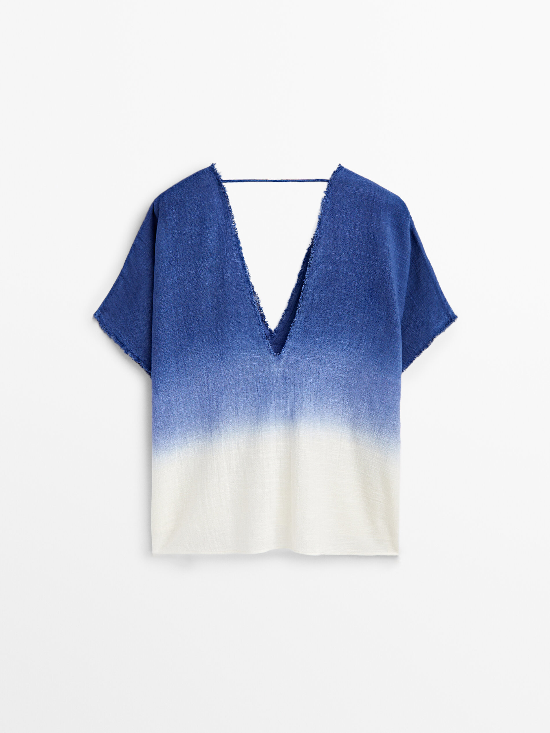 Camisa rústica de manga curta com degradê - AZUL CLARO