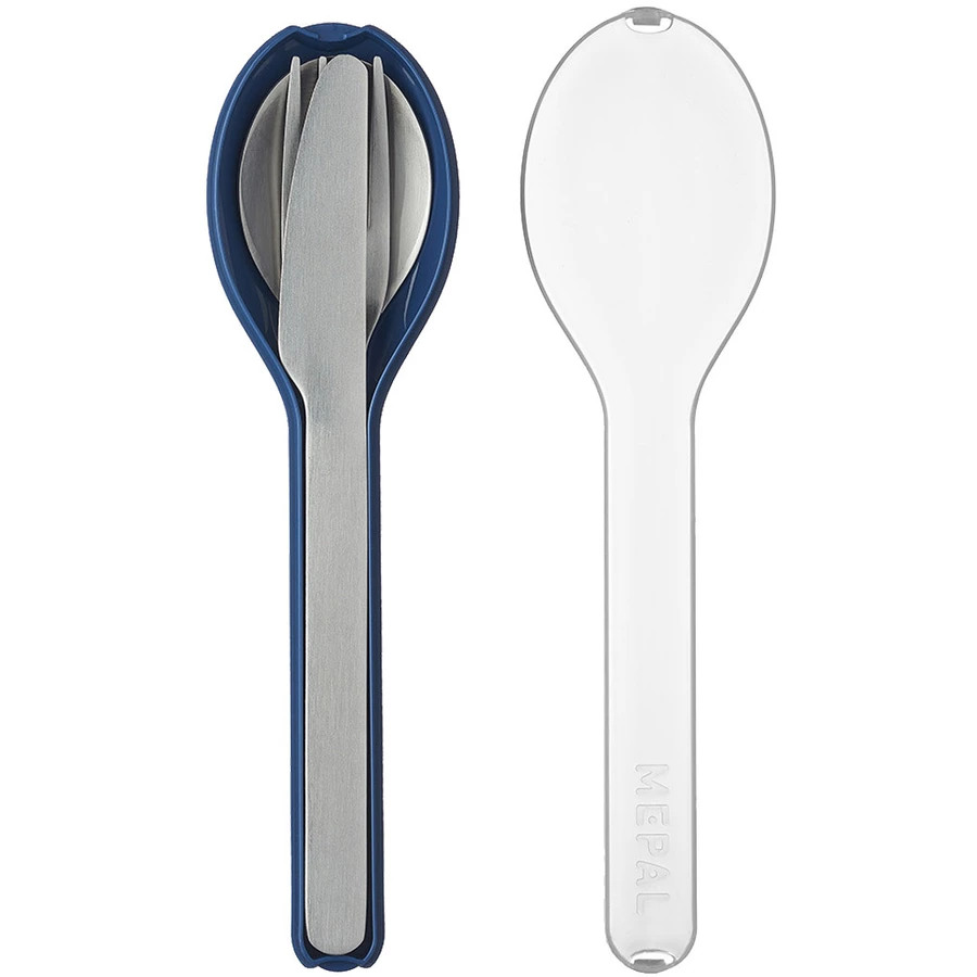 Mepal Lunchbox Duo mit Besteck Ellipse 22,5 x 17,5 cm blau