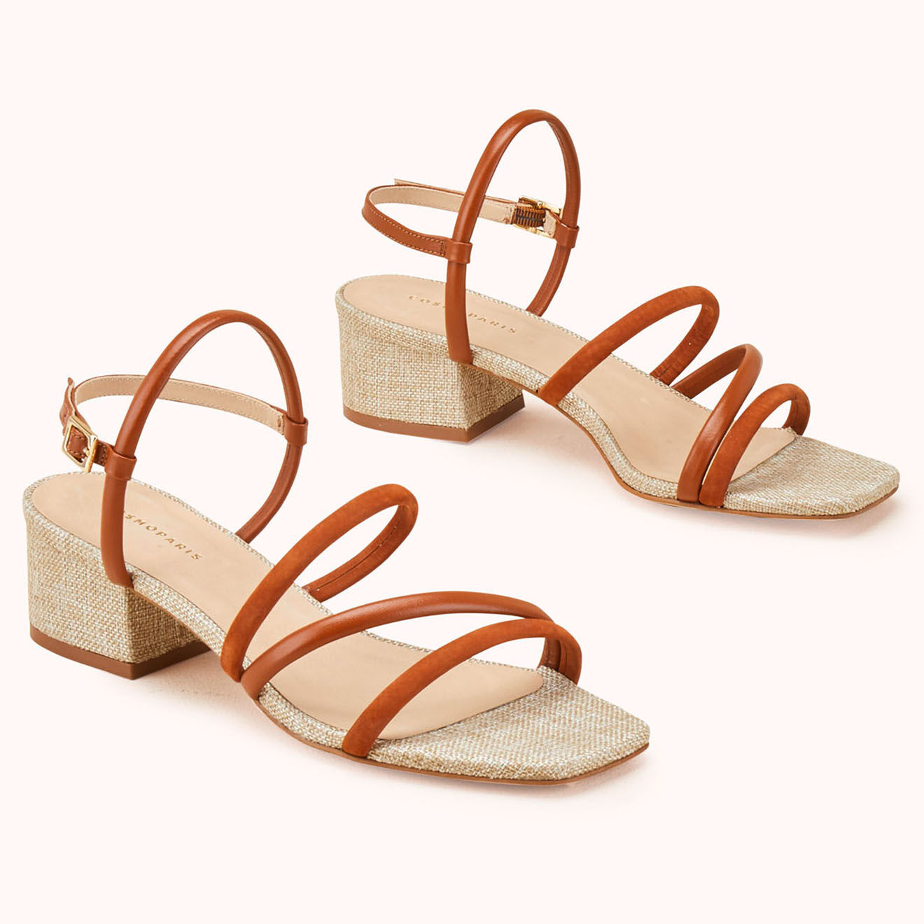 Cosmoparis Sandales en Cuir Zimini cognac - Talon 5 cm