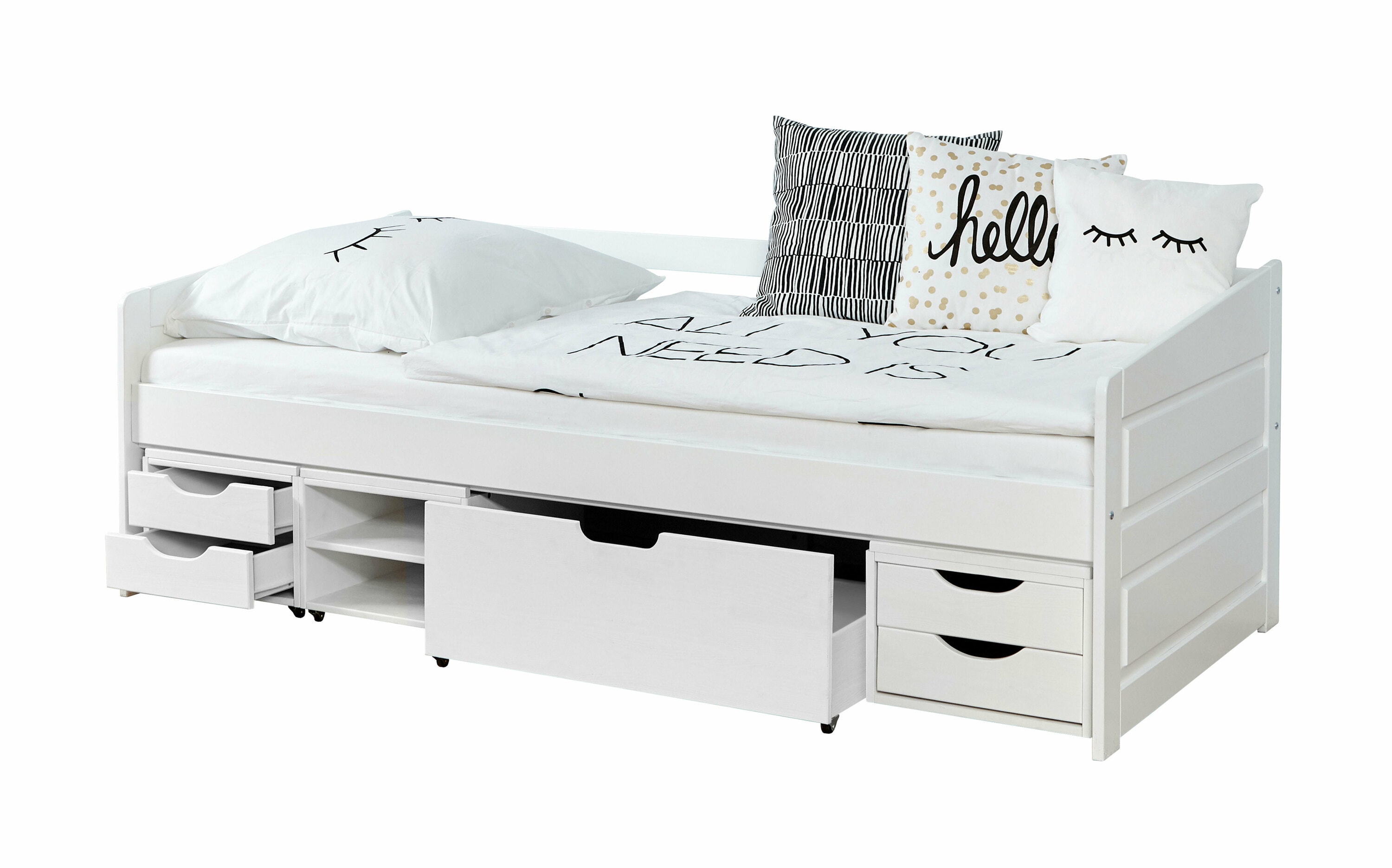 TiCAA Sofabett Micki 90x200 Buche Weiß