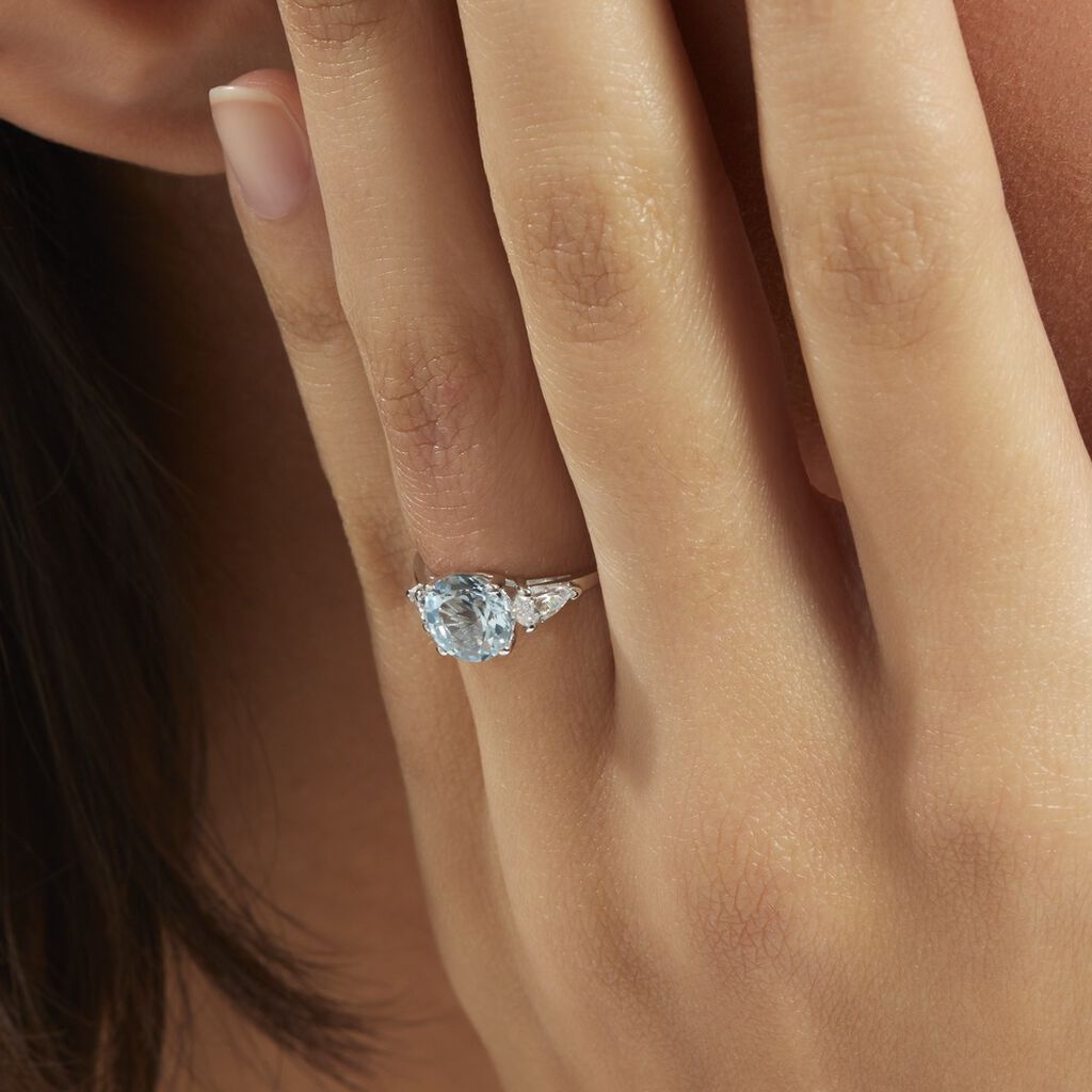 Bague Giana Or Blanc Topaze Et Oxyde De Zirconium