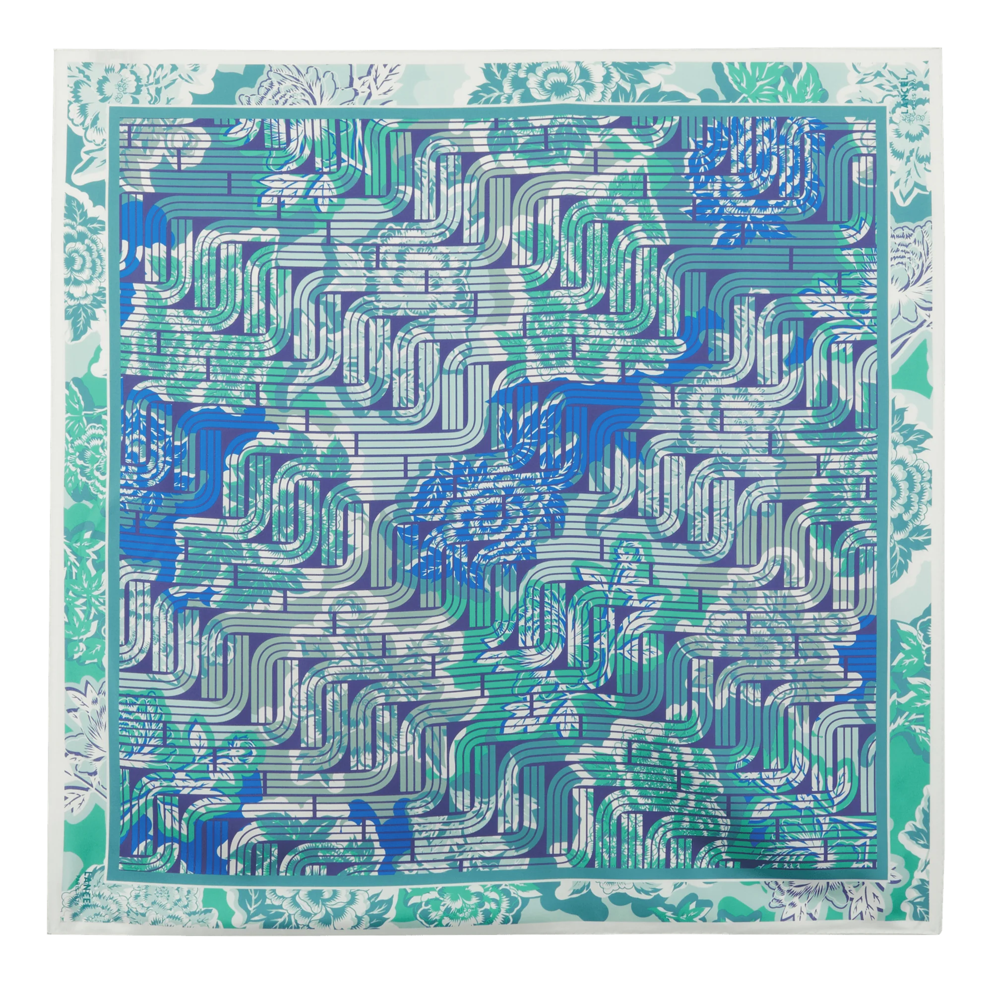 Carré 90 Pivoine Optical Pattern-Multico Emeraude