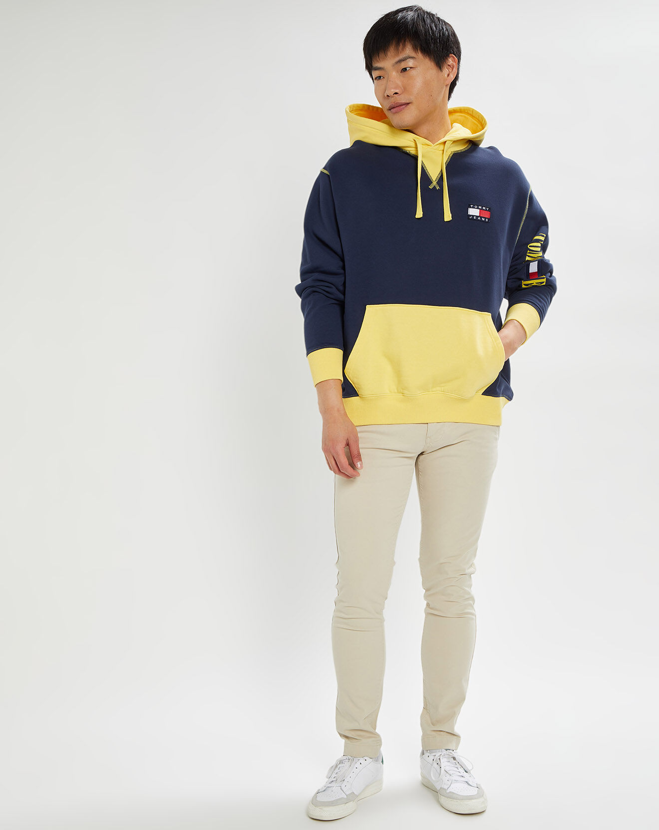 Tommy Jeans Sweat à capuche Colorblock bleu foncé