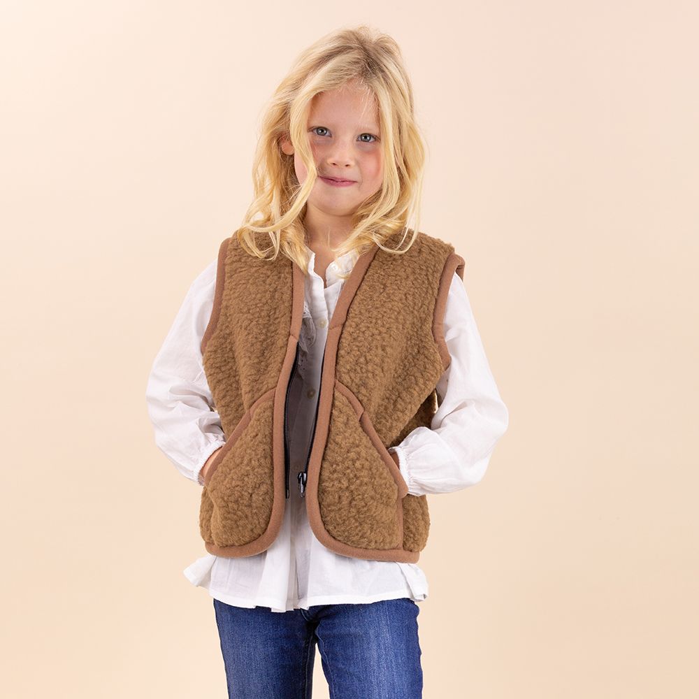 Moonrise kids wollen vestje met rits bruin