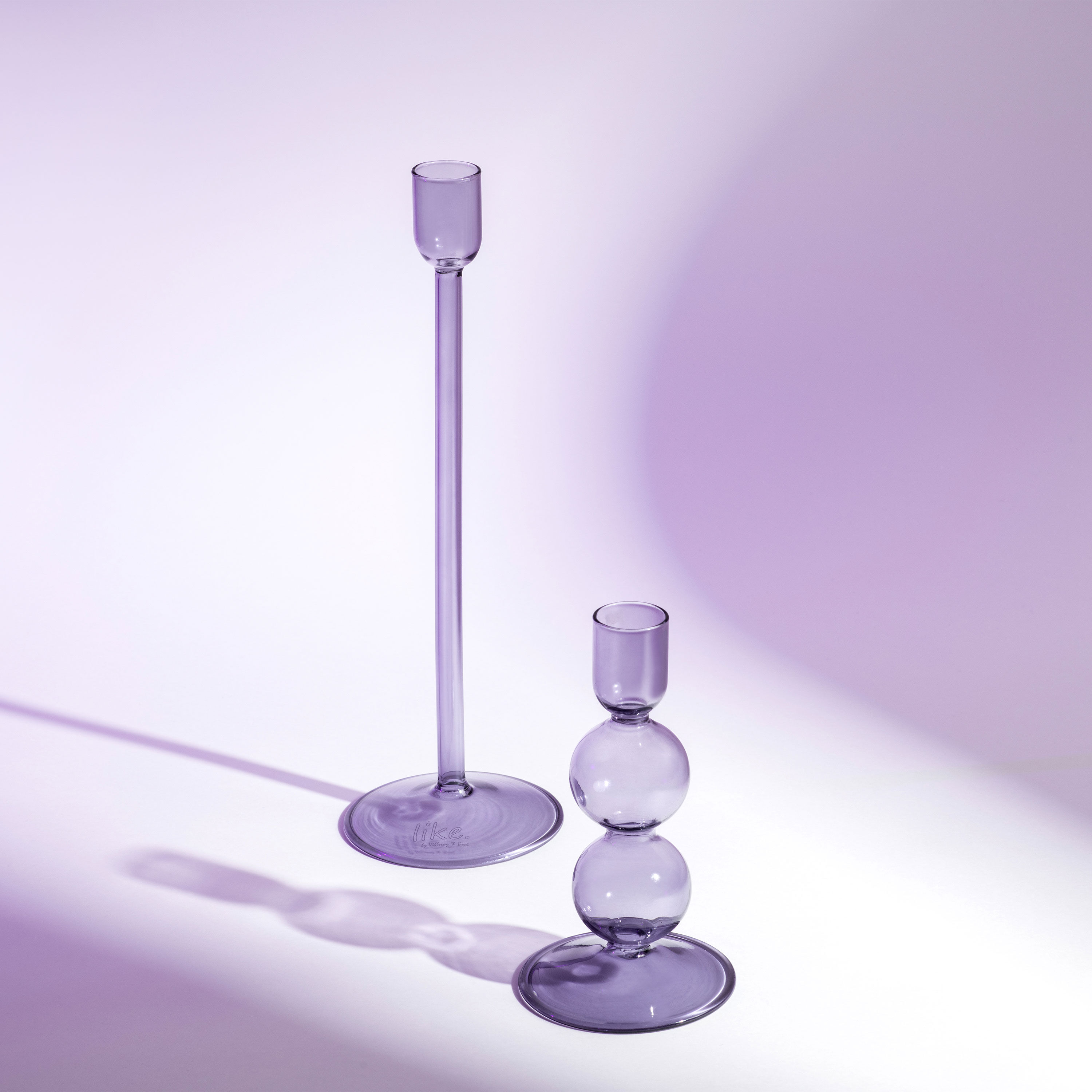 Like Home Candlestick holder Purple, 3.2'' x 3.2'' x 9.9''