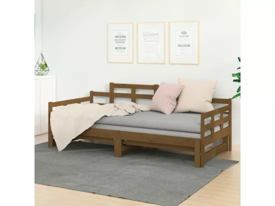 Lit coulissant sans matelas marron miel 2x(90x190) cm