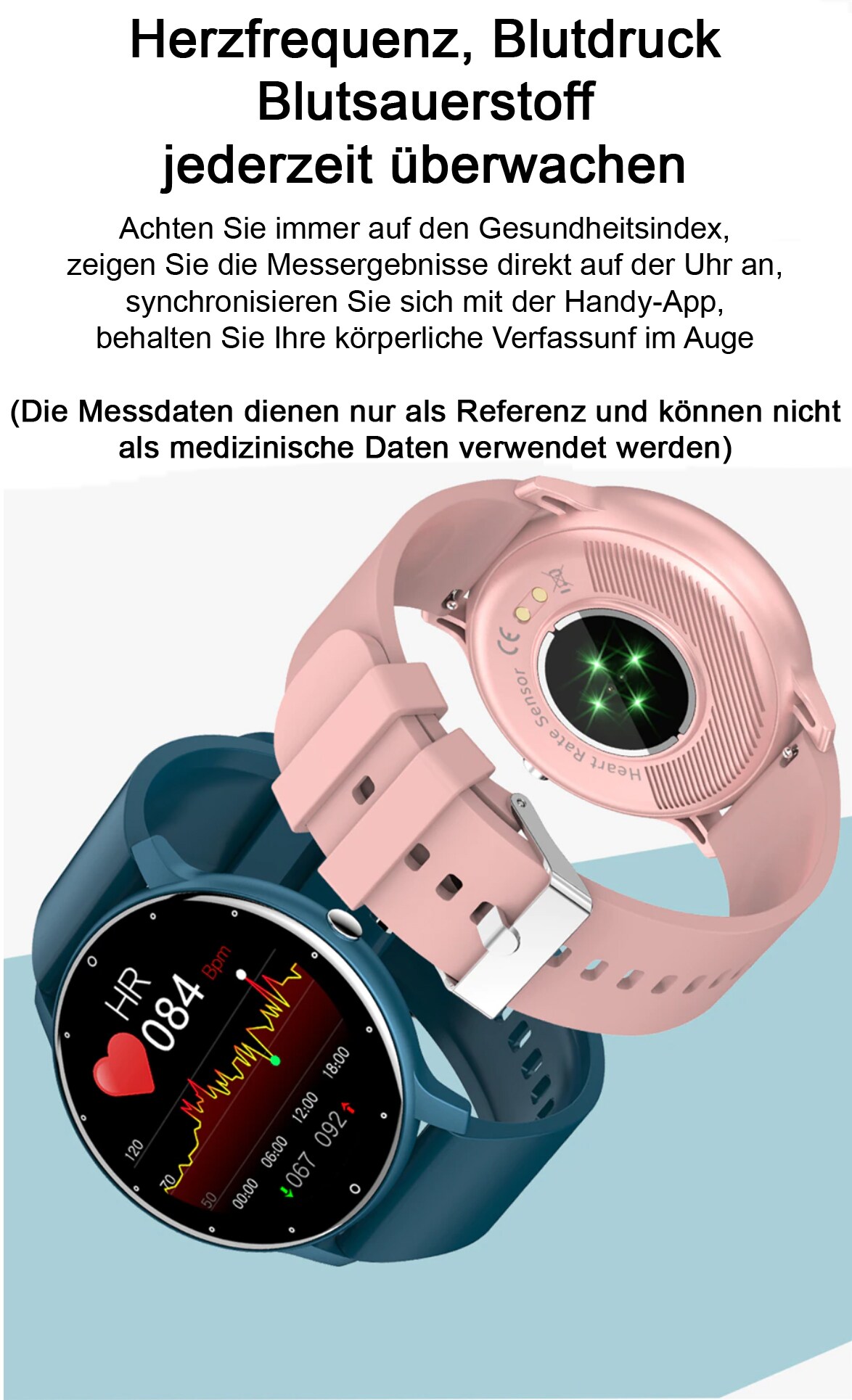 TPFNet Smart Watch / Fitness Tracker IP67 - Android & IOS - Rosa