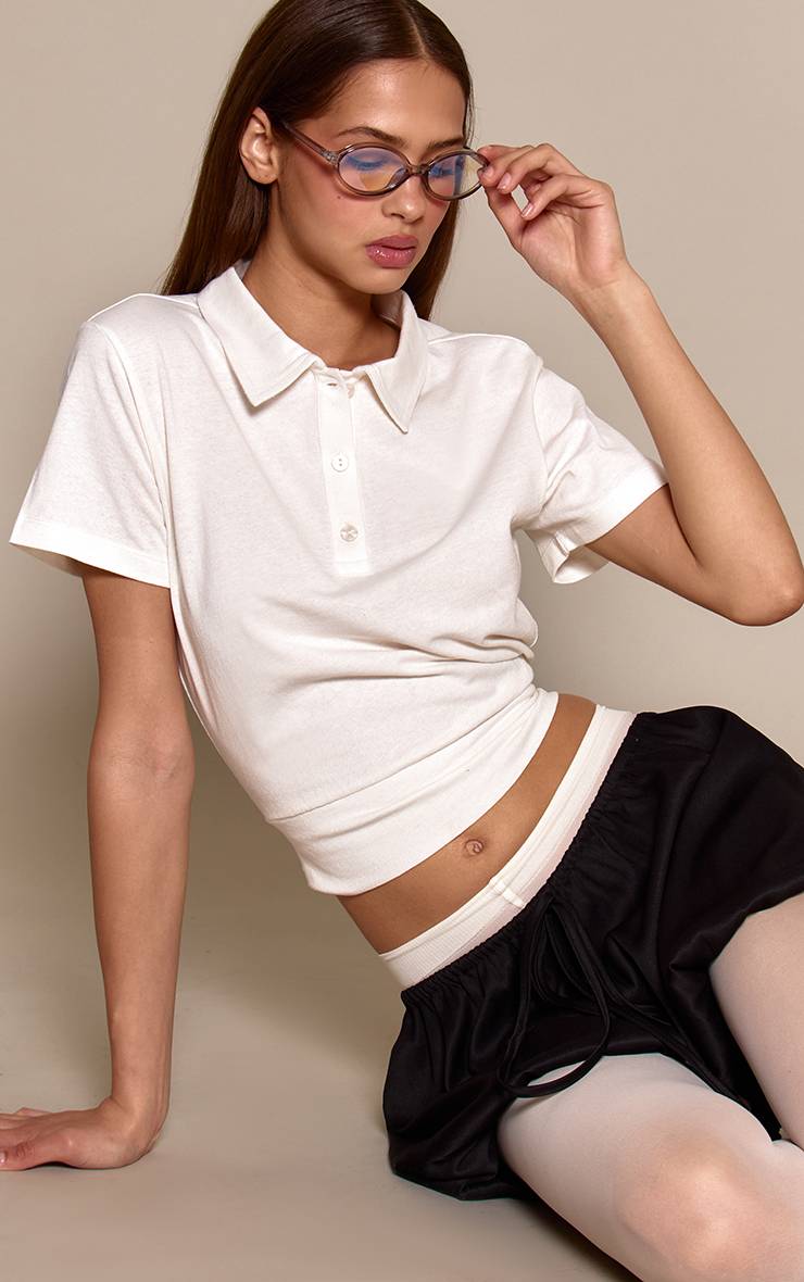 Crème T-shirt Ajusté À Col