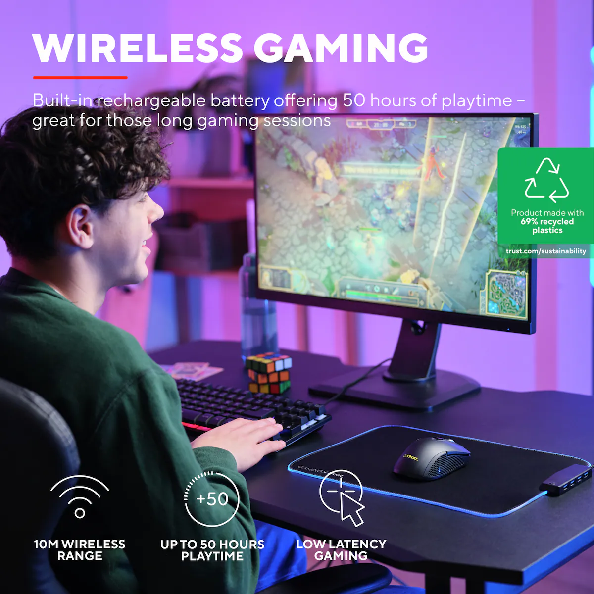 Trust GXT923 YBAR trådløs gamingmus (sort)
