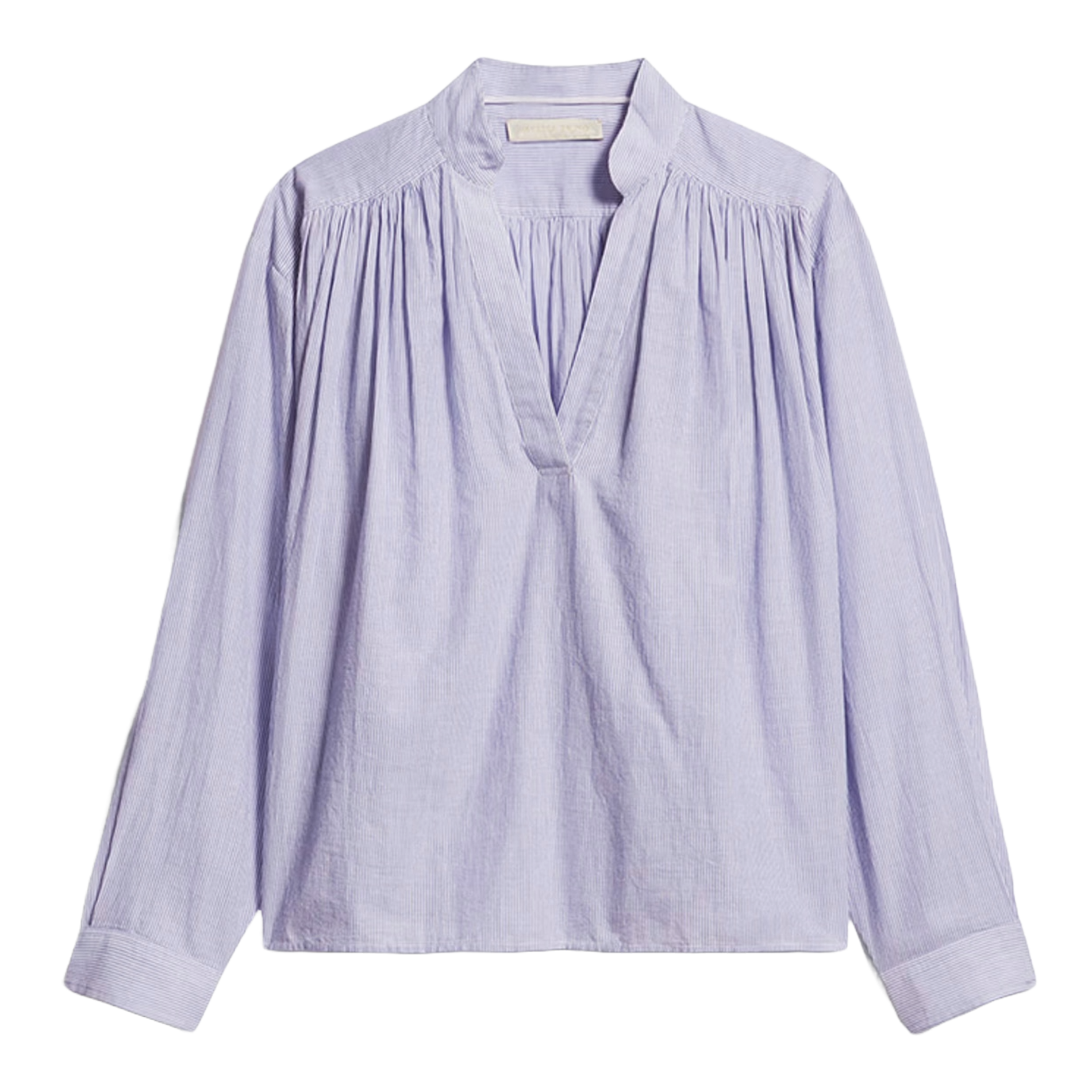 CALVIN - Blouse ample à col v en coton | Bleu