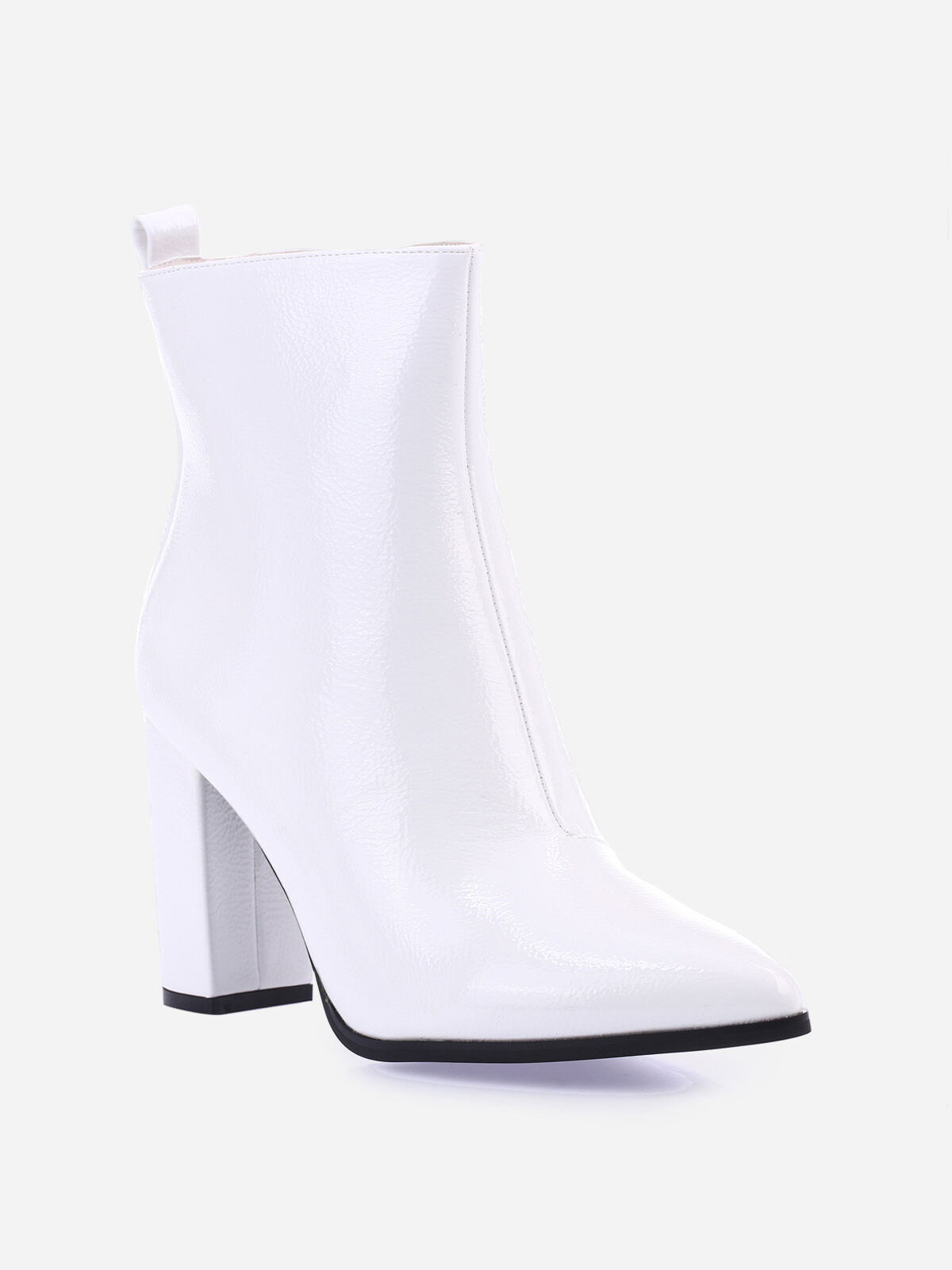 Bottines vernies à bout pointu- Blanc