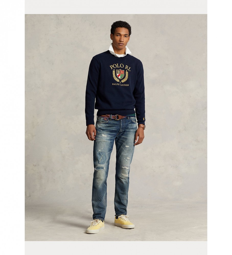 Camisa de algodão Ralph Lauren com logotipo e brasão náutico.