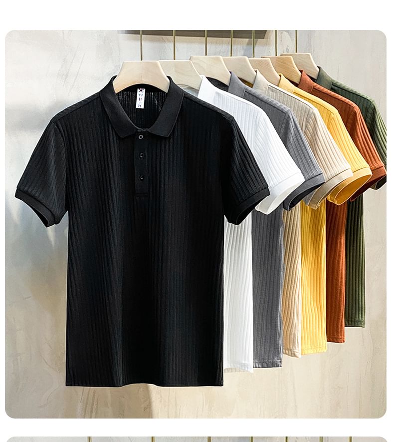 GRAYCIOUS - Poloshirt met korte mouwen en effen ribbelbreisel