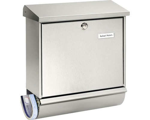 Burg Wächter Brievenbusset van roestvrij staal (B x H x D): 380/440/148 mm, Comfort roestvrij staal met klep, krantenbak + openingsstop